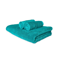 Heelium Bamboo Towel Set 1 Bath & 2 Face Towel 800 Gsm | Super Soft & Antibacterial Towel (Teal) - 3 Piece
