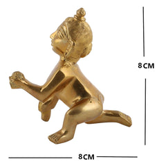 Gold Laddu Gopal Idol, Bal Gopal Ji, Handmade, Gold, Brass, Idol - Size No.4, Beautiful Design, Baby Krishna Murti - 8 Cm Statue, Pack Of 1