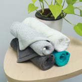 Heelium Bamboo Face Towel 800 Gsm | Ultra Absorbent & Odour-Free 3x Softer Than Cotton Towels | Pack Of 4 -Light Grey, Grey, Teal & White