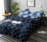 1 Flat Bedsheet For King Size With 2 Pillow Cover + Comforter - 90 X 100 Inch, Navy Blue | Super Soft Glace Cotton - 4 Pcs Bedding Set | Perfect Gifts Set Wedding, Anniversary