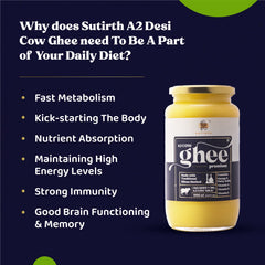 100% Natural A2 Bilona Desi Cow Ghee By Sutirth | Rich In Taste & Nutrients Made With Traditional Bilona Method Desi Ghee Perfect For Parathe | (250ml) 8.4 Ounce | Jar Pack