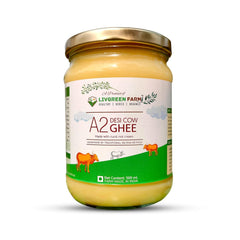 Pure Natural A2 Desi Cow Ghee By Livgreen Farm | Rich In Nutrients & Healthy Bilona Method Pure Desi Ghee Good For Boost Immunity | (500ml) 16.9 Ounce | Jar Pack