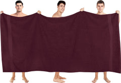 Tiqh 100% Cotton Bath Towel 600 Gsm | Highly Absorbent & Quick Dry Extra Large Bath Towel (Burgundy)
