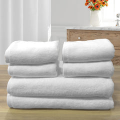 The Veloure Hotel 2 Bath & 4 Hand Towel 1800 Gsm | Pure Cotton, Super Soft, Anti Microbial Towel - Set Of 6 (White)