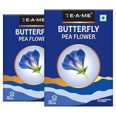 TE-A-ME Butterfly Pea Flower Tea - Pack Of 2 X 40gm, 1.4 Ounce Each | Ayurvedic Shankhpushpi Flower - Helps Relieve Stress | Caffeine Free, Biodegradable