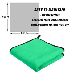 Kuber Industries Microfiber Cleaning Towel 400 Gsm | Reusable & Water Absorbent Towels For Cleaning Glass, Kitchens & Bathrooms With Hanging Loop - Pack Of 2 (Green)