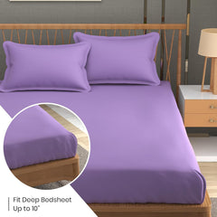 Queen Size Solid Plain Bedsheet Set Includes 2 Pillow Covers - 90 X 95 Inches, Purple | Exceptional Softness & Breathability | Premium Microfiber Material
