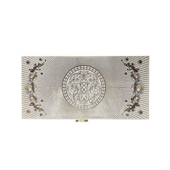 Floral Design Gold Printed Matt Touch Mgi Floral Decorative Box, Wedding Fancy Shagun Cash Box, Jewellery Box, Money Box, Gaddi Box, Colour - White, Style - Traditional