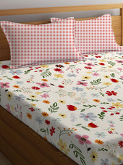 Super King Size Bedsheet For Double Bed With 2 Pillow Cover - 108 X 108 Inches, Red & Pink | Handcrafted Using Traditional Techniques | Perfect For Gifting Anniversaries, Birthdays