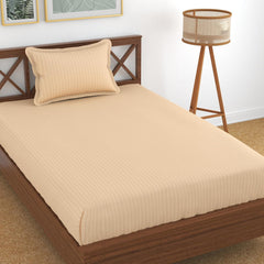 Glace Cotton Single Bedsheet With 1 Pillow Cover (89 X 57 Inches, Peach) | Long Lasting Durability & Comfort For Your Living Space