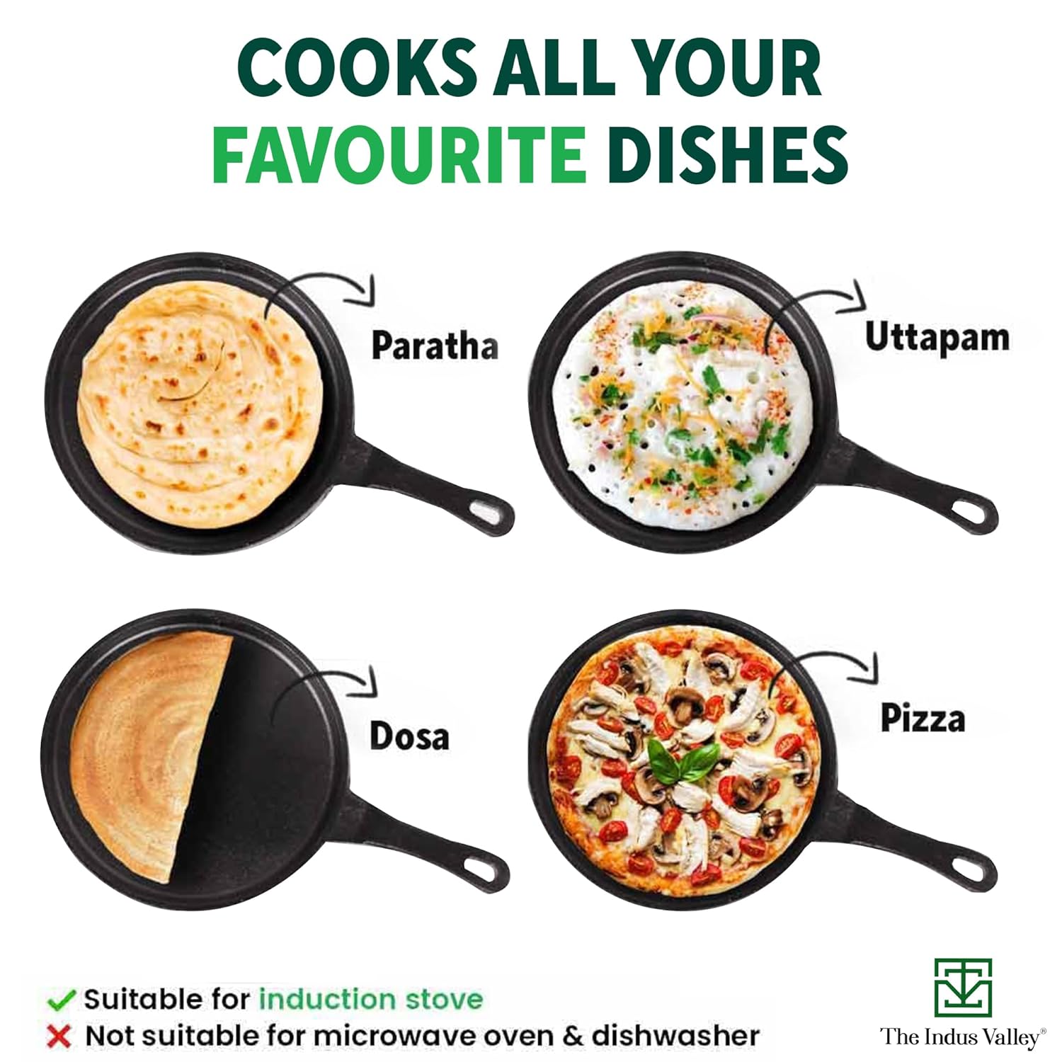 Pre-Seasoned Cast Iron Cookware Set + Free Iron Tadka Pan - Tawa 25.5cm + Kadai 25.4cm, 2.3 Liters + Fry Pan 22.9cm, 1.4 Liters | Kitchen Cooking Combo Pots & Pans Set Of 4 Pcs - Naturally Nonstick Pre-Seasoned Cast Iron Cookware Set + Free Iron Tadka Pan - Tawa 25.5cm + Kadai 25.4cm, 2.3 Liters + Fry Pan 22.9cm, 1.4 Liters | Kitchen Cooking Combo Pots & Pans Set Of 4 Pcs - Naturally Nonstick