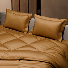 Comforter Set With Double Bedsheet & Pillow Covers - 90 X 100 Inches, Gold | Complete Bedding Set, Ideal Gifts For Couples, Bedroom Home Furnishing, Date Night
