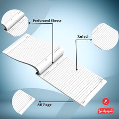 Slip Pad No.33 - Ruled Writing Pads, 40 Sheets, Compact Size For Office, School, Pack Of 10
