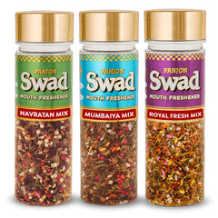 Panjon Swad Navratan Mix, Royal Fresh Mix & Mumbaiya Mix Mouth Freshener 390gm, (130gm *3 Bottles)