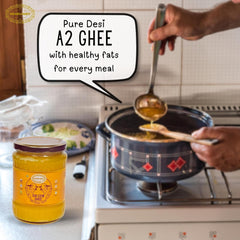 100% Natural A2 Bilona Gir Cow Ghee By Swarnamrit | Traditional Bilona Method Healthy Pure Desi Ghee Good For Parathe | (500ml) 16.9 Ounce | Jar Pack