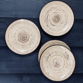 Hand Painted Iris Beige Ceramic Quarter Plates Set Of 4 | Small Side Plates For Dinner & Snacks - 7 Inch, 4 Pieces, Microwave Safe