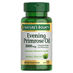 Nature's Bounty Evening Primrose Oil 1000mg Promotes Women's Health In Premenstrual Syndrome, Rich, Natural Source Of Gamma - Linolenic Acid | 60 Softgels 100gm 0.2lbs