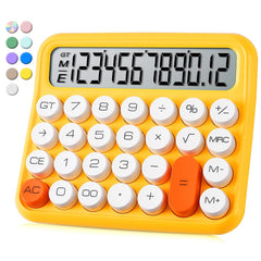 Vewingl Mechanical Switch Calculator 12 Digit, Desktop Large Display And Buttons, Calculator With Large LCD Display For Office, School, Home & Business Use, Automatic Sleep, With Battery (Yellow)