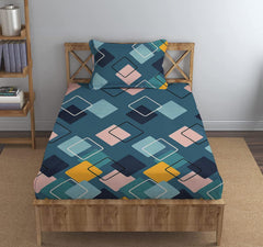 Cotton Printed 1 Single Bedsheet With 1 Large Size Pillow Covers - 60 X 90 Inches, Multicolor | 240 Thread Count - Light Weight, Suitable For All Seasons & Easy To Wash