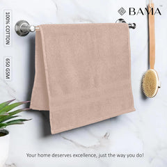 Bama 100% Cotton Hand Towel 500 Gsm | Soft & Absorbent Hand Towels For Bathroom, Kitchen, Gym (Rose Cloud) - Set Of 2