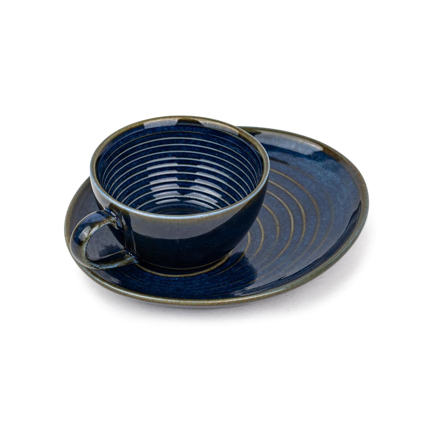 Ceramic Coffee Cup Saucer Set - Blue Green, 250ml, Ceramic Mug With Glossy Finish | Mug For Coffee - Ceramic Coffee Mug | 1 Cup + 1 Saucer - Microwave Safe Ceramic Coffee Cup Saucer Set - Blue Green, 250ml, Ceramic Mug With Glossy Finish | Mug For Coffee - Ceramic Coffee Mug | 1 Cup + 1 Saucer - Microwave Safe