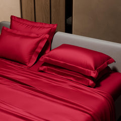 Bedding Set 1 Bedsheet King Size With 4 Pillow Cover - 108 X 108 Inches, Flirty Red | Wedding, Bedroom, Date Night Collection | 300 Thread Count