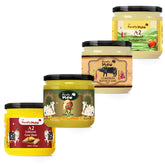 100% Pure A2 Cultured Cow + A2 Cow + A2 Murrah Buffalo & A2 Cultured Buffalo Ghee By AMP Purely Moo | Healthy & Nutrients Pure Combo Desi Ghee | 1 Litre (250ml * 4) 33.8 Ounce | Jar Pack