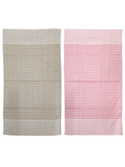 Athom Trendz Living Eco Saviour Premium Cotton Bath Towel 400 Gsm | Amor Beige & Pink- Pack Of 2