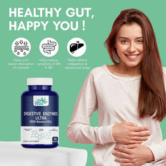 Fitness Veda Digestive Enzymes Ultra With Betaine Hcl - Full Spectrum Digestive Enzyme Supplement | 90 Capsules , 150gm 0.3lbs