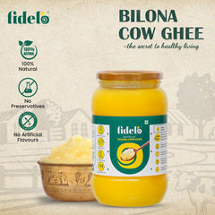 Organic Natural Bilona Cow Ghee By Fidelo | Naturally Healthy Pure Cow Ghee For Sweets & Laddus | (1 Litr) 33.8 Ounce