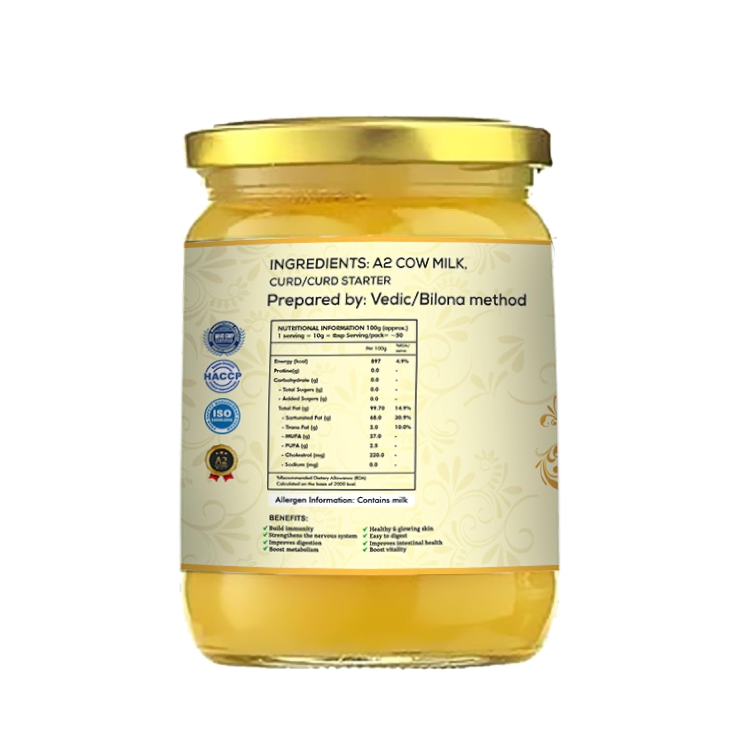 100% Natural A2 Desi Cow Ghee By Curdley | Great Source Of Energy Healthy & Nutrients Cow Ghee Good For Cooking | (500ml) 16.9 Ounce | Jar Pack 100% Natural A2 Desi Cow Ghee By Curdley | Great Source Of Energy Healthy & Nutrients Cow Ghee Good For Cooking | (500ml) 16.9 Ounce | Jar Pack