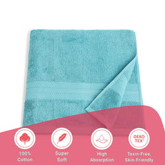 Livspace Bath Towel 475 Gsm | Bath Towels Large Size 100% Cotton, Solid Dyed, Super Soft, Absorbent (Paleto Collection - Teal)