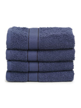 Creeva 100% Terry Cotton Hand Towels 800 Gsm | Highly Absorbent Super Soft, Quick Dry Sports Gym Workout Towel (Set Of 4) - Navy Blue