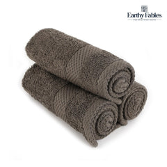 Earthy Fables Premium Face Towels 600 Gsm | Ultra Soft, Quick Dry & Highly Absorbent, For Gym, Travel & Acne-Prone Skin | Set Of 3 (Grey)