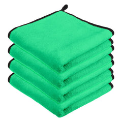 Kuber Industries Cleaning Towel 750 Gsm | Reusable Cleaning Cloths for Kitchen | Duster Towel For Home Cleaning Cloth Towel With Hanging Loop - Pack Of 4 (Green)
