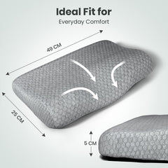 Antara Cervical Pillow For Neck, Back & Shoulder Pain, Dark Grey, Standard Size | Improves Posture & Spinal Alignment | Orthopedic Cushion With 100% Memory Foam & Skin Friendly Cover