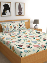 Double Bed Bedsheet With 2 Pillow Covers - 72 X 78 X 10 Inches, Multicolor | Elastic Fitted Printed King Size Bedsheet | Soft, Breathable & Wrinkle-Free