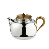 Designer Stainless Steel Tea Serving Pot With Lid & Handle, Silver & Gold - Aladdin Series | Coffee Kettle For Home, Kitchen