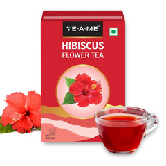 TE-A-ME Hibiscus Flower Tea - 50gm, 1.7 Ounce | Hibiscus Flower Tea Boosts Immune System - Caffeine Free, Biodegradable