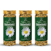 Blue Tea Caffeine Free Chamomile Flower Herbal Tea - Pack Of 3 X 30gm Reusable Pet Jar, 1.05 Ounce Each, 60+ Cups | Flower Based Caffeine Free, Non-Bitter, Non GMO - Improves Sleep & Relaxation