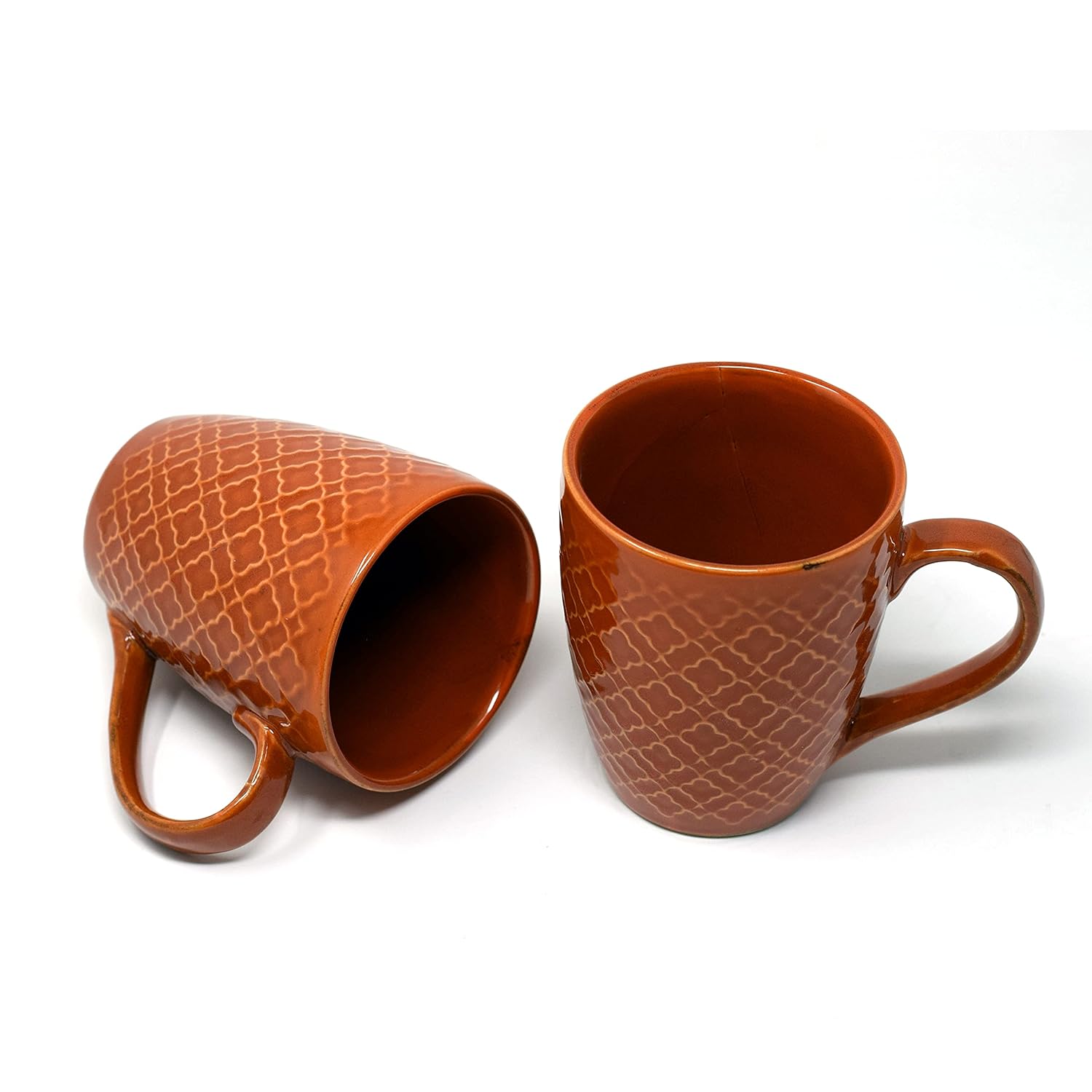 Handcrafted Terracotta Red Ceramic Coffee Mug Set Of 2 - 350ml Each | Ceramic Mugs For Coffee, Tea, Milk - Microwave Safe & Dishwasher Safe Handcrafted Terracotta Red Ceramic Coffee Mug Set Of 2 - 350ml Each | Ceramic Mugs For Coffee, Tea, Milk - Microwave Safe & Dishwasher Safe