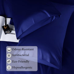 Satin Fitted Solid Bedsheet King Size With 2 Pillow Cover - 72 X 78 X 10 Inches, Blue | Lightweight & Breathable, Perfect For All Seasons