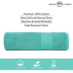 House Of Terry 100% Cotton Bath Towel 450 Gsm | Quick Dry, Soft & Absorbent, Fade-Resistant, Skin-Friendly For Men & Women Towel (Turquish)