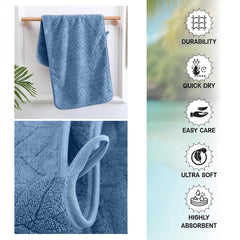 Housse Microfiber Nova Coral Fleece Hand Towel 800 Gsm | Ultra Soft Super Absorbent Towels For Gym, Yoga & Beach (Blue) - Pack Of 4