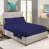 1 Fitted Elastic Bedsheet For King Size With 2 Pillow Covers - 108 X 108 Inches, Navy Blue | Easy Care Instructions For Long-Lasting Elegance