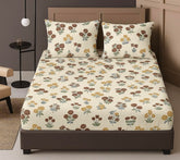 1 Bedsheet For Double Bed With 2 Pillow Covers - 90 X 100 Inches, Beige | Premium Cotton Material Double Bedsheet Queen Size | Skin Friendly & Long Lasting