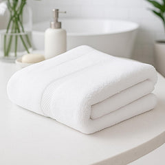 Earthy Fables Premium Bath Towel 600 Gsm | 100% Combed Cotton Ultra Soft, Quick Dry & Highly Absorbent For Home, Travel & Acne-Prone Skin (White)