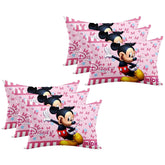 Kid's Disney Mickey & Minnie Pillow For Sleeping, Pink - 12x18 Inches | Cozy & Fluffy Super Soft Pillow | Suitable For All Sleepers, Multipurpose & Comfortable, Breathable - 6 Pcs