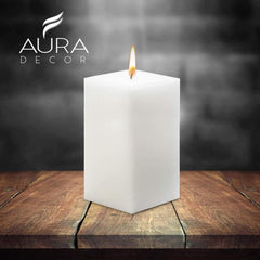 WHITE UNSCENTED SQUARE CANDLE 6 INCH | PERFECT FOR EVENTS CANDLE DECORATION