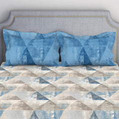 100% Cotton Bedsheet For Double Bed With 2 Pillow Cover - 88 X 100 Inches, Light Blue | Breathable & Super Soft | All Seasons & Easy To Wash